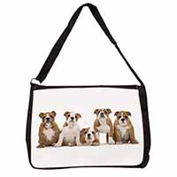 Bulldog Puppy Dogs Large Black Laptop Shoulder Bag School/College