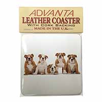 Bulldog Puppy Dogs Single Leather Photo Coaster