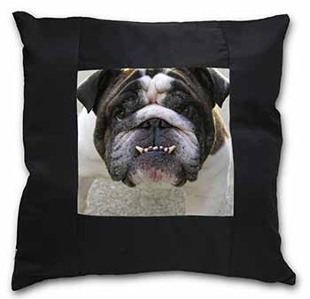 Bulldog Black Satin Feel Scatter Cushion