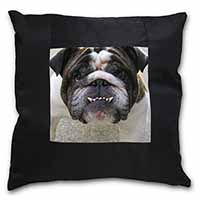 Bulldog Black Satin Feel Scatter Cushion