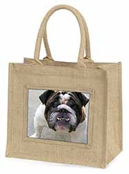 Bulldog Natural/Beige Jute Large Shopping Bag