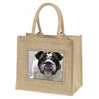 Bulldog Natural/Beige Jute Large Shopping Bag