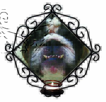 Bulldog Wrought Iron Wall Art Candle Holder