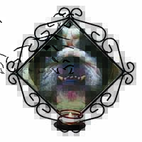 Bulldog Wrought Iron Wall Art Candle Holder