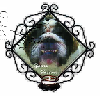Bulldog "Yours Forever..." Wrought Iron Wall Art Candle Holder