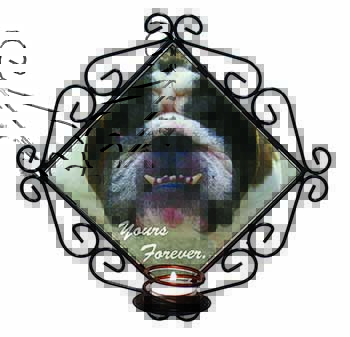 Bulldog "Yours Forever..." Wrought Iron Wall Art Candle Holder