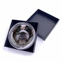 Bulldog "Yours Forever..." Glass Paperweight in Gift Box