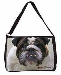 Bulldog "Yours Forever..." Large Black Laptop Shoulder Bag School/College