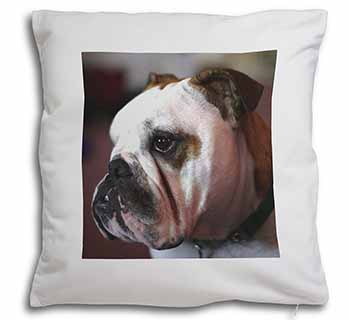 Bulldog Dog Soft White Velvet Feel Scatter Cushion