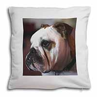 Bulldog Dog Soft White Velvet Feel Scatter Cushion