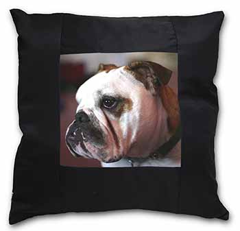 Bulldog Dog Black Satin Feel Scatter Cushion