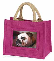 Bulldog Dog Little Girls Small Pink Jute Shopping Bag