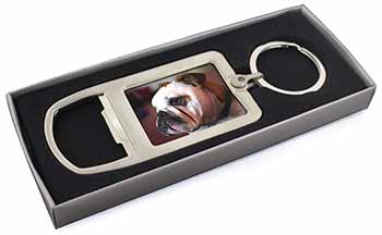 Bulldog Dog Chrome Metal Bottle Opener Keyring in Box