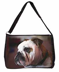 Bulldog Dog Large Black Laptop Shoulder Bag School/College