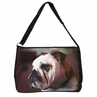 Bulldog Dog Large Black Laptop Shoulder Bag School/College