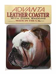 Bulldog Dog Single Leather Photo Coaster