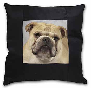 Bulldog Black Satin Feel Scatter Cushion