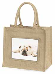 White Bulldog Natural/Beige Jute Large Shopping Bag