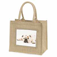 White Bulldog Natural/Beige Jute Large Shopping Bag