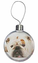 White Bulldog Christmas Bauble