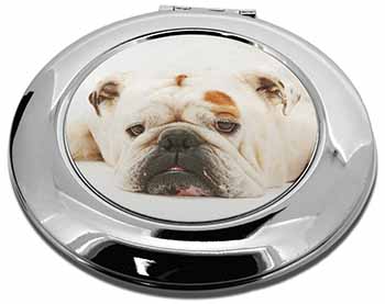 White Bulldog Make-Up Round Compact Mirror
