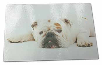 Large Glass Cutting Chopping Board White Bulldog