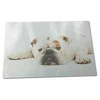 Large Glass Cutting Chopping Board White Bulldog