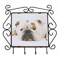 White Bulldog Wrought Iron Key Holder Hooks