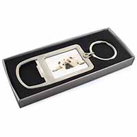 White Bulldog Chrome Metal Bottle Opener Keyring in Box