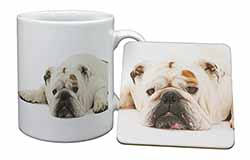 White Bulldog Mug and Coaster Set