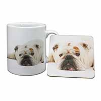 White Bulldog Mug and Coaster Set