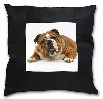 Beautiful Tan Bulldog Black Satin Feel Scatter Cushion