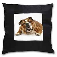 Beautiful Tan Bulldog Black Satin Feel Scatter Cushion