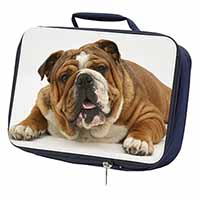 Beautiful Tan Bulldog Navy Insulated School Lunch Box/Picnic Bag