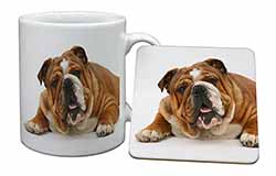 Beautiful Tan Bulldog Mug and Coaster Set