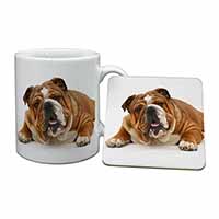 Beautiful Tan Bulldog Mug and Coaster Set