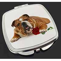 Red Bulldog with Red Rose Make-Up Compact Mirror