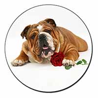 Red Bulldog with Red Rose Fridge Magnet Printed Full Colour