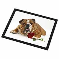 Red Bulldog with Red Rose Black Rim High Quality Glass Placemat