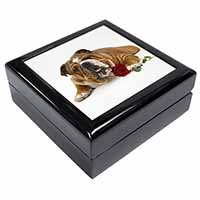 Red Bulldog with Red Rose Keepsake/Jewellery Box