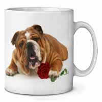 Red Bulldog with Red Rose Ceramic 10oz Coffee Mug/Tea Cup