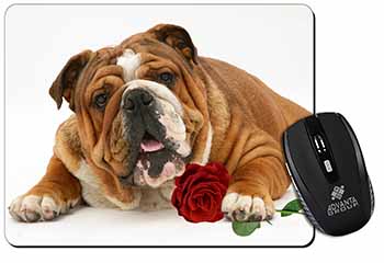 Red Bulldog with Red Rose Computer Mouse Mat