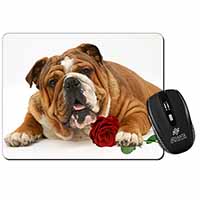 Red Bulldog with Red Rose Computer Mouse Mat