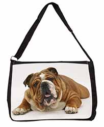 Beautiful Tan Bulldog Large Black Laptop Shoulder Bag School/College