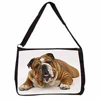 Beautiful Tan Bulldog Large Black Laptop Shoulder Bag School/College