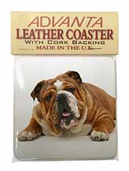 Beautiful Tan Bulldog Single Leather Photo Coaster