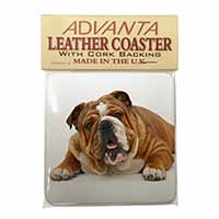 Beautiful Tan Bulldog Single Leather Photo Coaster