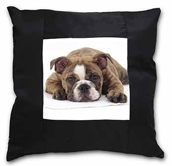 Bulldog Black Satin Feel Scatter Cushion