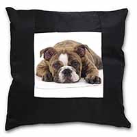 Bulldog Black Satin Feel Scatter Cushion