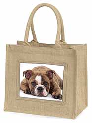 Bulldog Natural/Beige Jute Large Shopping Bag